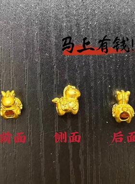 足金999马上有钱小马驹黄金转运珠3D硬金本命年生肖马手串配件女