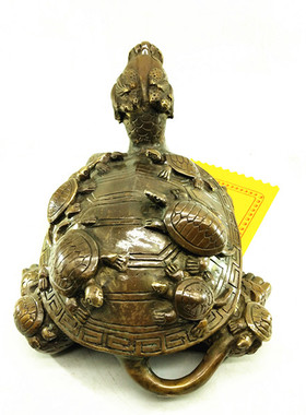 九子龙龟摆件铜九龙龟王镇宅招财龙头母子龟福禄长寿家居装饰摆件