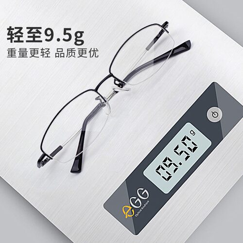 记忆金属半框近视眼镜架潮女款近视眼镜可配防蓝光变色眼镜架 - 图3