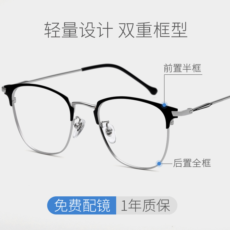 防雾防蓝光眼镜男潮有度数近视眼镜平光变色抗辐射电脑护眼女大框-图0