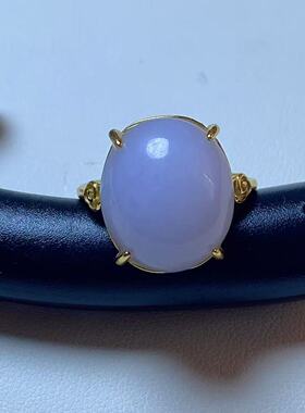 天然缅甸翡翠A货冰紫戒指 有种有色 925银托