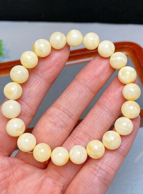 天然白蜜蜡手链，品质完美，重9.05克，规格9mm