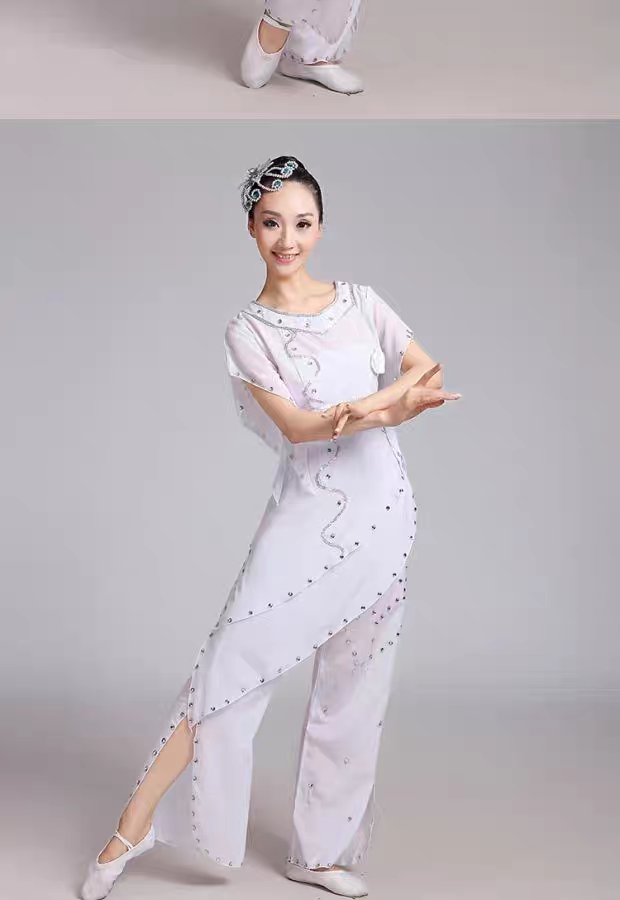 雪中梅舞蹈演出服秧歌服中国风民族服装扇子古典舞蹈演出服女