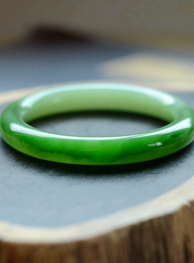 碧玉双色圆条玉手镯子565758圈口径鸭蛋青无结构荧光粉青辣绿阳绿