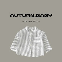 The Jing Kiri Childrens Pure Cotton Striped Long Sleeve Shirt Man Bao Bao Spring Fall New Lining Clothes Baby Mid-Child Foreign Air Blouse