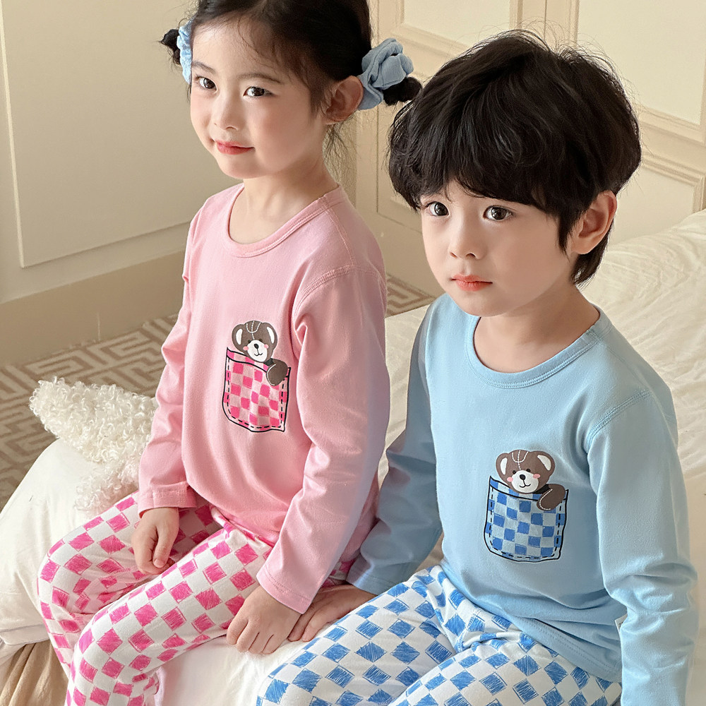 婧麒儿童睡衣保暖套装秋冬全纯棉打底男童女童家居服宝宝保暖内衣,淘宝优惠券,粉丝福利购,淘宝优惠卷