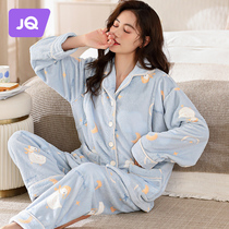 The Jing Ki Moon Subsuit Winter Postnatal Plus Suede Pregnant Woman Pyjamas Breastfeeding Breastfeeding Pregnant big code Home Residence Suit Women