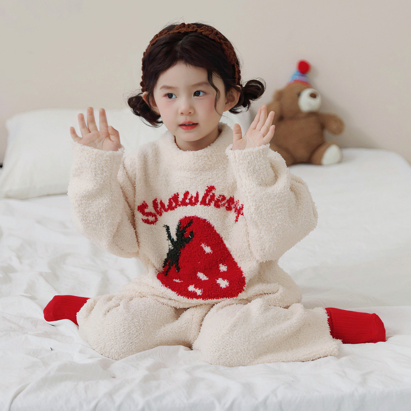 婧麒儿童半边绒家居服套装加厚保暖内衣套装抗静电羽毛纱睡衣睡裤,淘宝优惠券,粉丝福利购,淘宝优惠卷