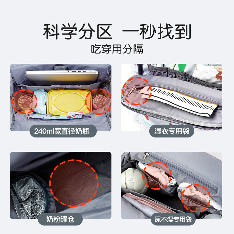 婧麒旗舰店婧麒妈咪包双肩包辣妈款大容量外出轻便妈妈母婴背包新款时尚1