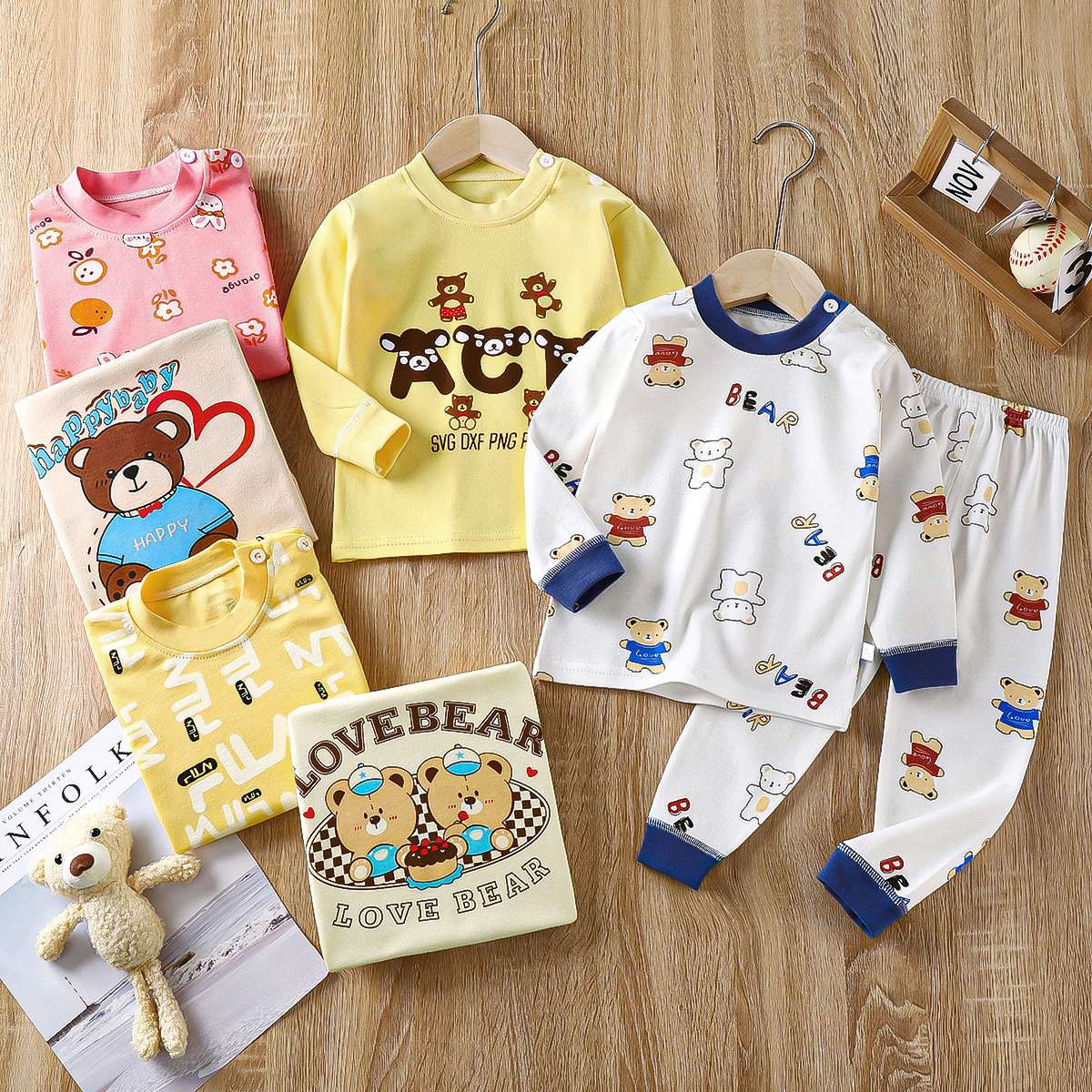 婧麒婴儿秋衣秋裤套装纯棉春秋款男女宝宝秋冬睡衣分体打底内衣 - 图3