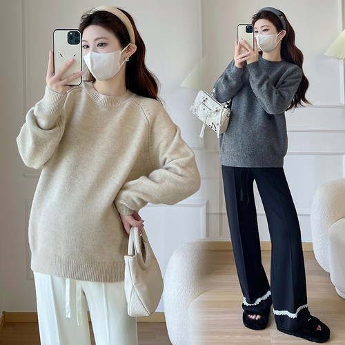 婧麒秋季款毛衣女新款宽松时尚慵懒风针织衫上衣套装保暖打底衫女 - 图0