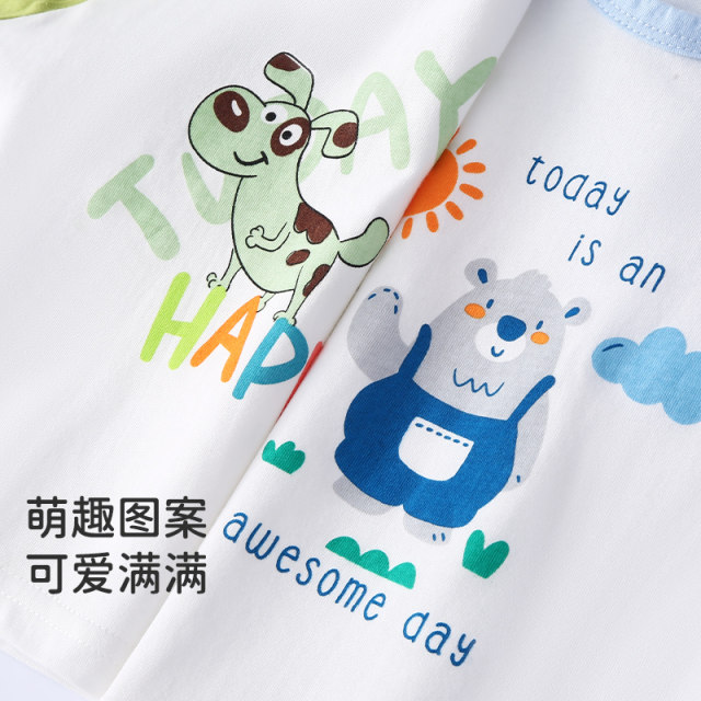 Jingqi ເດັກ​ນ້ອຍ​ເສື້ອ​ຜ້າ​ແຂນ​ສັ້ນ​ຜ້າ​ຝ້າຍ​ທີ່​ບໍ​ລິ​ສຸດ​ຮ້ອນ​ແບບ​ບາງ​