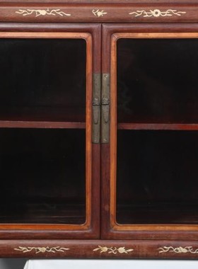 古之宝明清老家具一只清代花梨木嵌骨四门小柜古玩收藏古董收纳柜