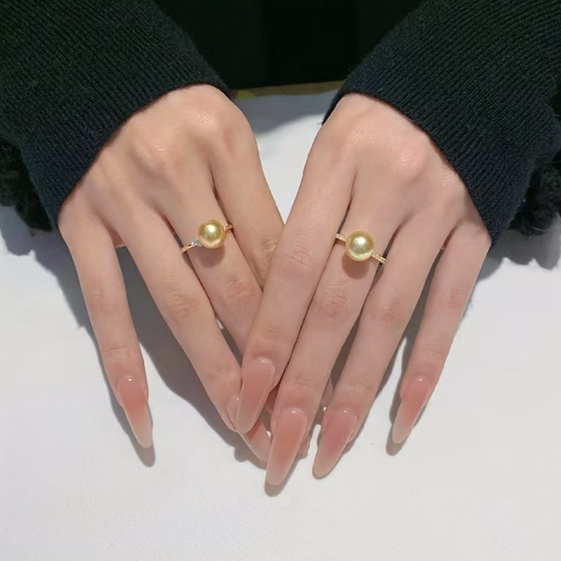 轻奢经典款排戒金珠戒指 浓金色珍珠正圆强光 活口优雅百搭送礼,淘宝优惠券,粉丝福利购,淘宝优惠卷