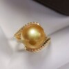 Curved golden pearl ring for women imported accessories inlaid with light luxury temperament niche design gift
