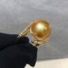 Curved golden pearl ring for women imported accessories inlaid with light luxury temperament niche design gift