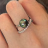 Tahitian seawater black pearl double-layer design ring setting adjustable open ring gift with certificate