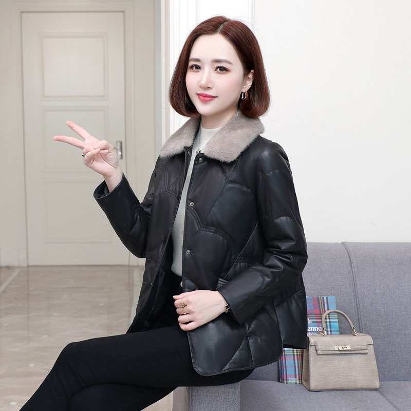 真皮羽绒服女2025冬季新款水貂毛领可拆卸海宁绵羊皮夹克外套短款,淘宝优惠券,粉丝福利购,淘宝优惠卷