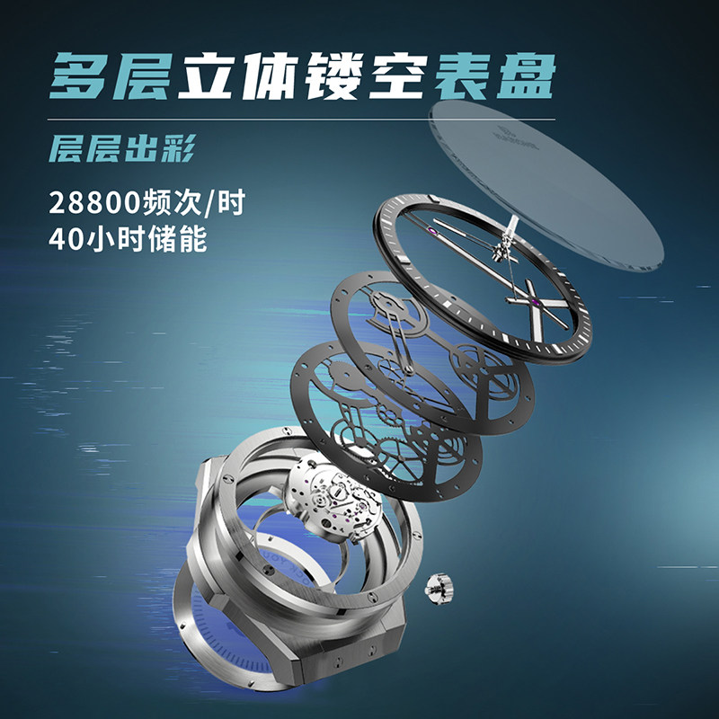 rarone雷诺双子星x男款纯全机械表 雷诺手表国产腕表