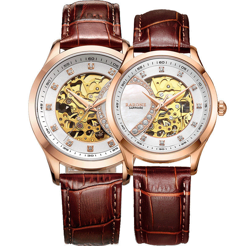 心心相印雷诺情侣一对男女全机械表 雷诺手表国产腕表