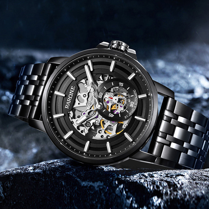 雷诺2020新款官方正品防水镂空手表 雷诺手表国产腕表