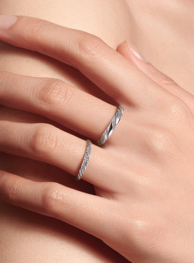 雷诺情侣对戒恋爱信号简约轻奢小众设计款S999情侣礼物纪念可调节