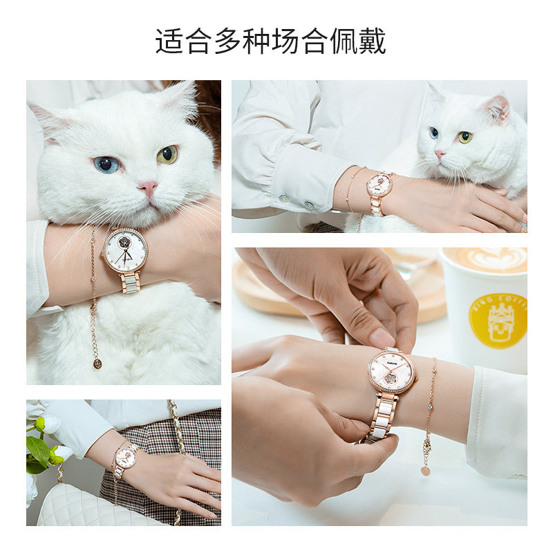 雷诺2020新款女士正品山茶花间女表 雷诺手表国产腕表