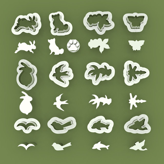 Various plant flowers and leaves Japanese style and fruit molds