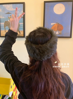 手工编织保暖墨绿色发带