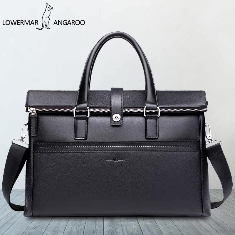 路尔玛袋鼠牛皮商务横款手提包 益程箱包男士包袋