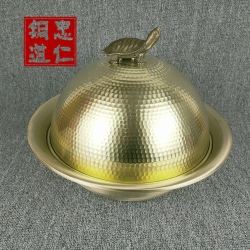 黄铜做旧铜盖甲鱼煲纯铜中式铜火锅电磁炉网红款铜盖子特色加厚锅 - 图1