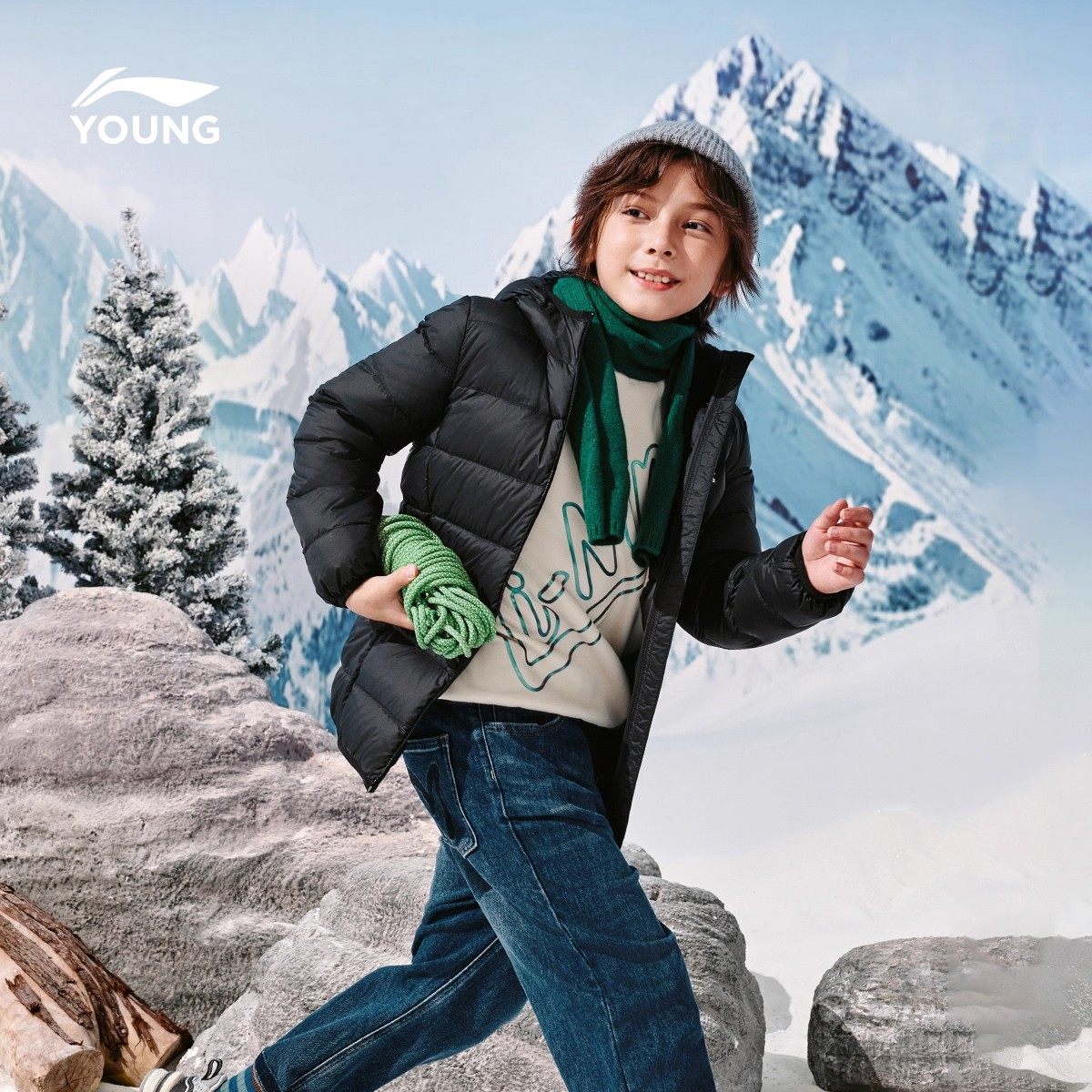 李宁童装短羽绒服男女童25新款冬季加厚防泼水运动连帽羽绒外套,淘宝优惠券,粉丝福利购,淘宝优惠卷