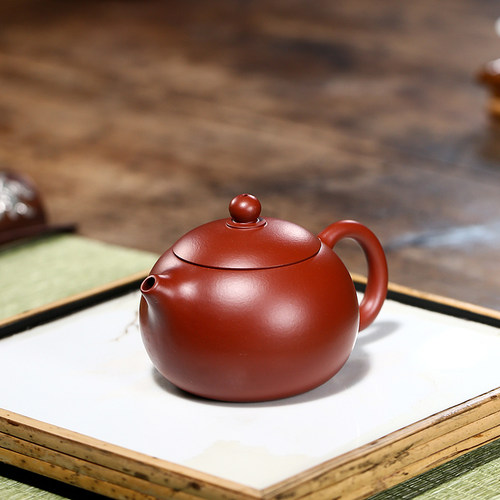 宜兴紫砂壶手工朱泥大红袍壶家用茶具小西施150cc茶壶宜兴市 - 图0