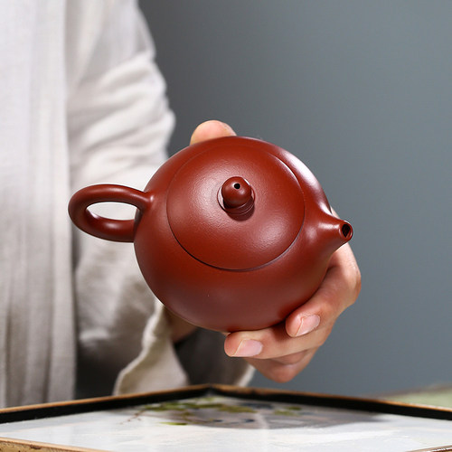 宜兴紫砂壶手工朱泥大红袍壶家用茶具小西施150cc茶壶宜兴市 - 图1
