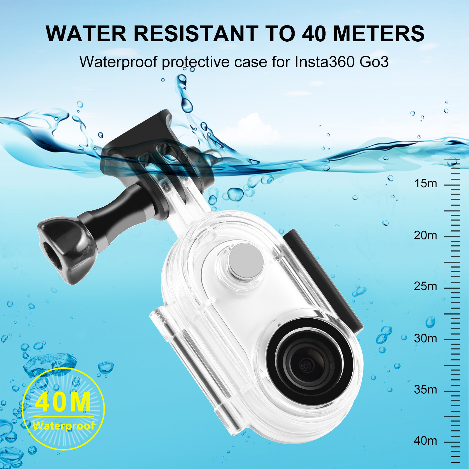 PULUZ胖牛适用影石Insta360GO3/3S拇指相机40m潜水壳密封防水壳 - 图1