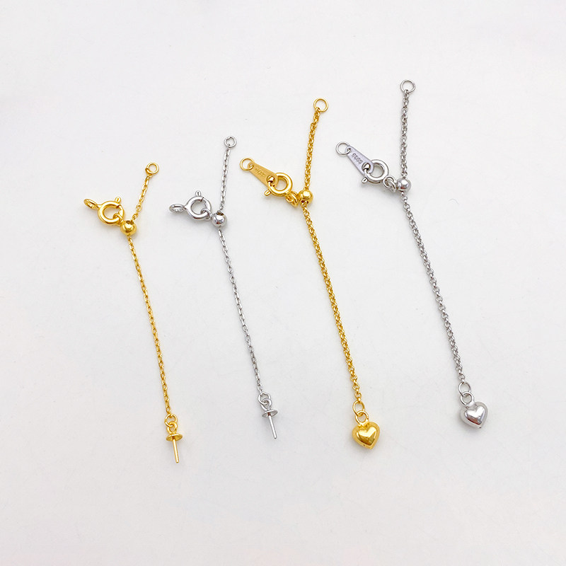 S925纯银镀真金豆豆爱心调节链延长链diy串珍珠手链项链饰品配件,淘宝优惠券,粉丝福利购,淘宝优惠卷