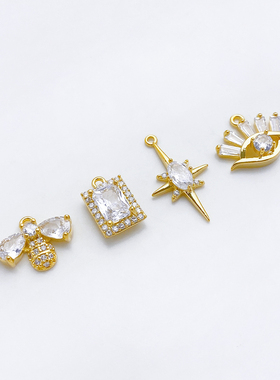 18K包金保色锆石北极星蜜蜂吊坠