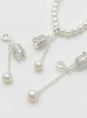 铜镀亮银镶嵌锆石珍铃兰吊坠