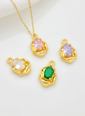 18K包金保色异形彩锆石吊坠