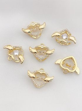 14K包金灵动爱心天使翅膀吊坠