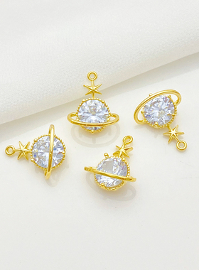 14K包金镶嵌锆石吊坠diy配件