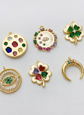 14K保色多款锆石吊坠饰品配件