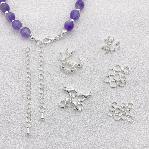 镀厚银白金色龙虾扣包扣开口圈9字针珍珠手链项链diy收尾基础配件 - 图0