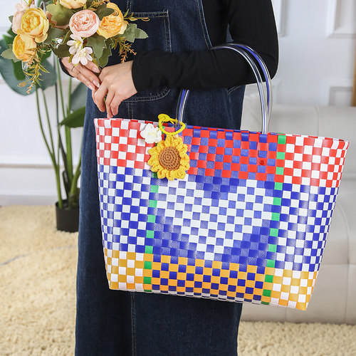 山姆包同款大容量爱心怀旧包包敞口女士手提包手工编织包买菜篮子 - 图2