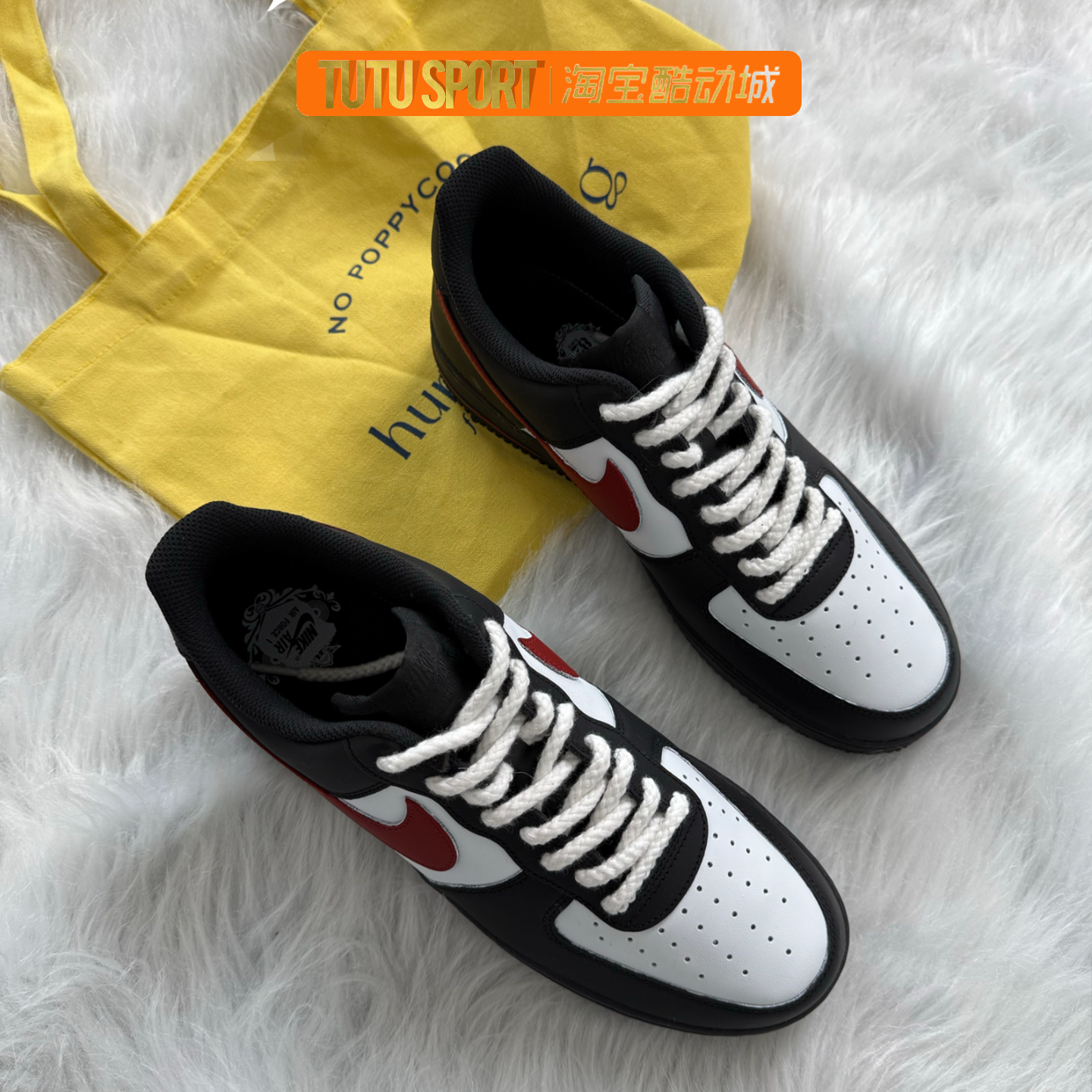 定制球鞋Nike Air Force 1空军一号黑红风暴低帮增高板鞋男女同款,淘宝优惠券,粉丝福利购,淘宝优惠卷