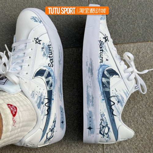 球鞋定制 Nike Court Royale 断裂时空做旧手绘皮革男子低帮板鞋 - 图2