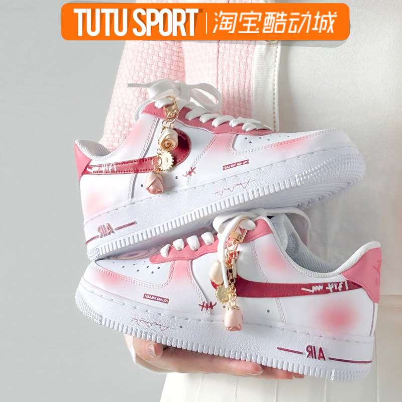 球鞋定制 NIKE/耐克 Air Force1玫瑰情话 浪漫告白礼物男女低板鞋