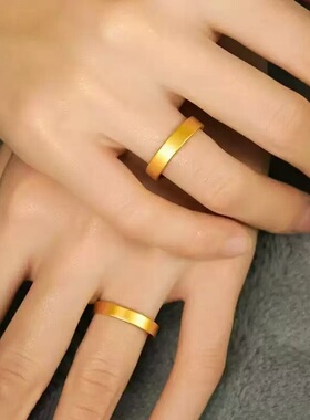 古法金包银情侣平底对戒