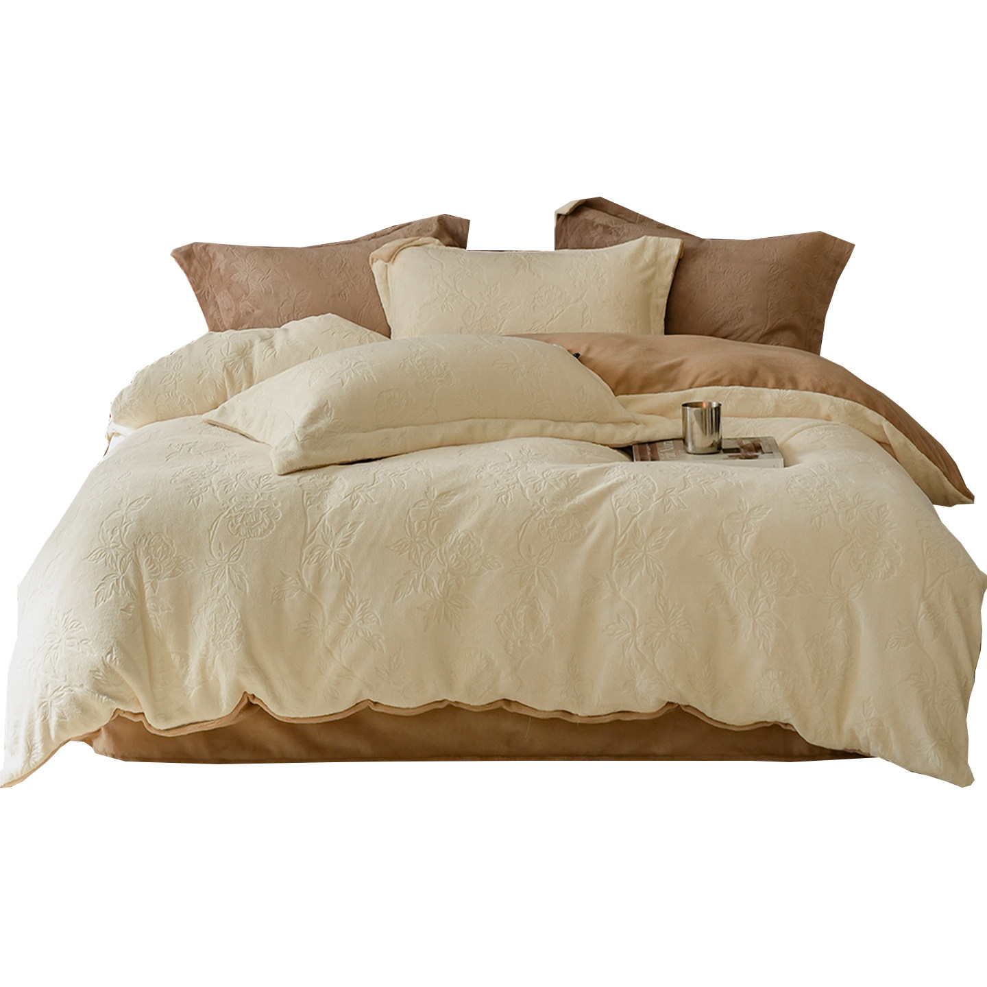 2025新款冬季保暖雕花牛奶绒四件套轻奢高级感加厚珊瑚绒床上用品,淘宝优惠券,粉丝福利购,淘宝优惠卷