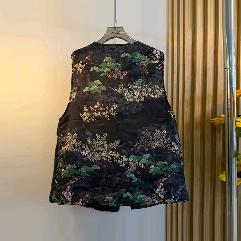 加大码女装拼毛毛AB版马甲高领暗花长袖小衫胖妹妹拼色条裤脚裤子 - 图2